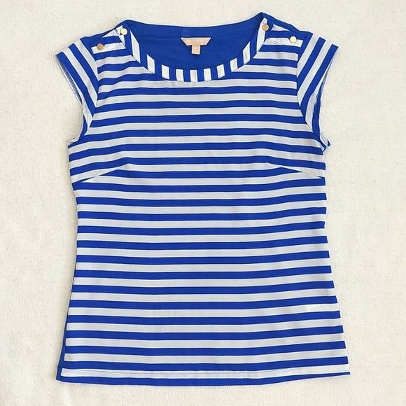 BANANA REPUBLIC Striped Blue and White Women's Top NWOT - Picture 1 of 7